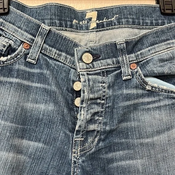 Seven 7 for all mankind distressed sz 28 peddle pusher capri jeans - Picture 2 of 6